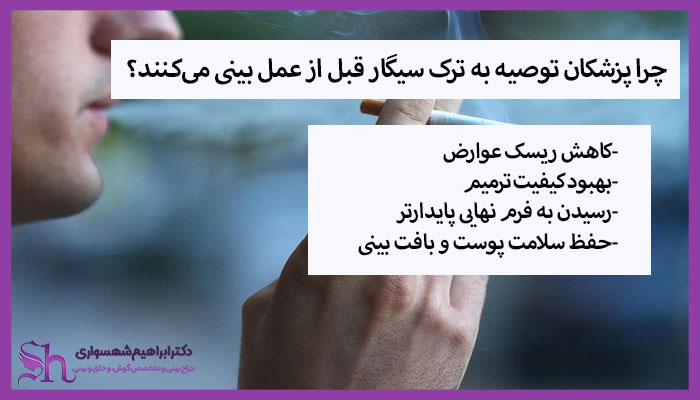 چرا پزشکان توصیه به ترک سیگار قبل از عمل بینی میکنند؟